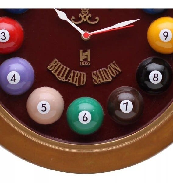 Relógio Decorativo Parede de Fibra - Billiard Bordô - Anti-horário - 3
