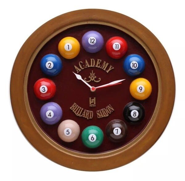 Relógio Decorativo Parede de Fibra - Billiard Bordô - Anti-horário - 1