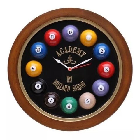 Relógio Decorativo Parede de Fibra - Billiard Preto