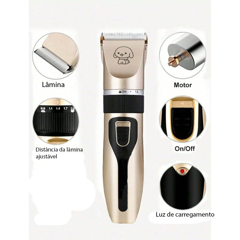 Kit Máquina Grooming Hair Clipper Cortar Tosar Navalha Pelos Cabelos Pets Dog Cão Animais de Estimaç - 4