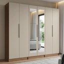 Ver imagem 3 de Guarda-Roupa Modulado 240 cm 6 Portas com Espelhos 4 Gavetas Rustic/Crema Neo Madesa 02