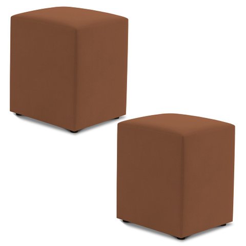 Kit 02 Puffs Decorativos Sala de Estar Quadrado 36x47cm Veludo Terracota - Desk Design Zoe