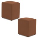 Ver imagem 1 de Kit 02 Puffs Decorativos Sala de Estar Quadrado 36x47cm Veludo Terracota - Desk Design Zoe