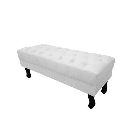 Recamier Baú Luis Xv Capitonê Retrô 100 cm Couro Branco Ms Decor