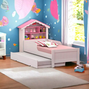 Ver imagem 3 de Bicama Casa Menina Rosa Solteiro com Colchões
