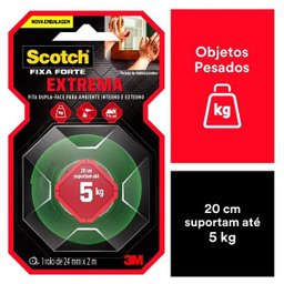 Fita Dupla Face 3m Extra Forte 5kg Fixa Forte Extrema 24mm X 2m - 2