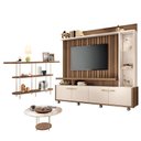 Ver imagem 1 de Estante Home Theater Titan Off White Castanho e Aparador Infinity e Mesa de Centro sky com Tampo de