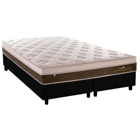 Cama Box King: Colchão Molas Masterpocket Ensacadas Plumatex Personalle + Base Black(193x203)