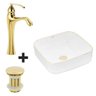Cuba de Apoio Quadrada Gold + Misturador Dourado + Válvula - 1