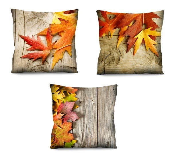Conjunto de 3 almofadas Folhas 42x42 com enchimento Atelier Valverde - 1