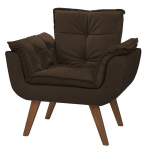 Poltrona Opala Tecido Liso Cor Marrom