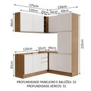 Ver imagem 4 de Armário de Cozinha Completa de Canto 329cm Rustic Branco Glamy Madesa 01
