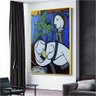 Quadro Decorativo Pablo Picasso Folhas Verdes E Busto:90x60 cm/PRETA - 7