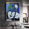 Quadro Decorativo Pablo Picasso Folhas Verdes E Busto:90x60 cm/PRETA - 1