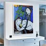 Quadro Decorativo Pablo Picasso Folhas Verdes E Busto:90x60 cm/PRETA - 8