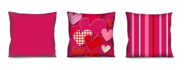Conjunto de 3 almofadas corações rosa 42x42 com enchimento Atelier Valverde - 1