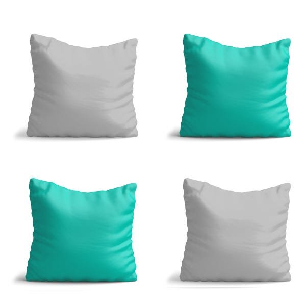 Conjunto de 4 almofadas Cinza e Azul Tiffany lisas 42x42 com enchimento Atelier Valverde - 1