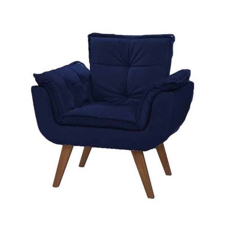 Poltrona Opala Tecido Liso Cor Azul Marinho