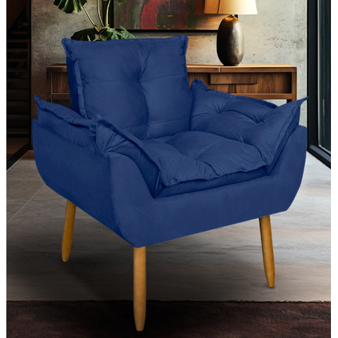 Poltrona Opala Tecido Liso Cor- Azul Marinho