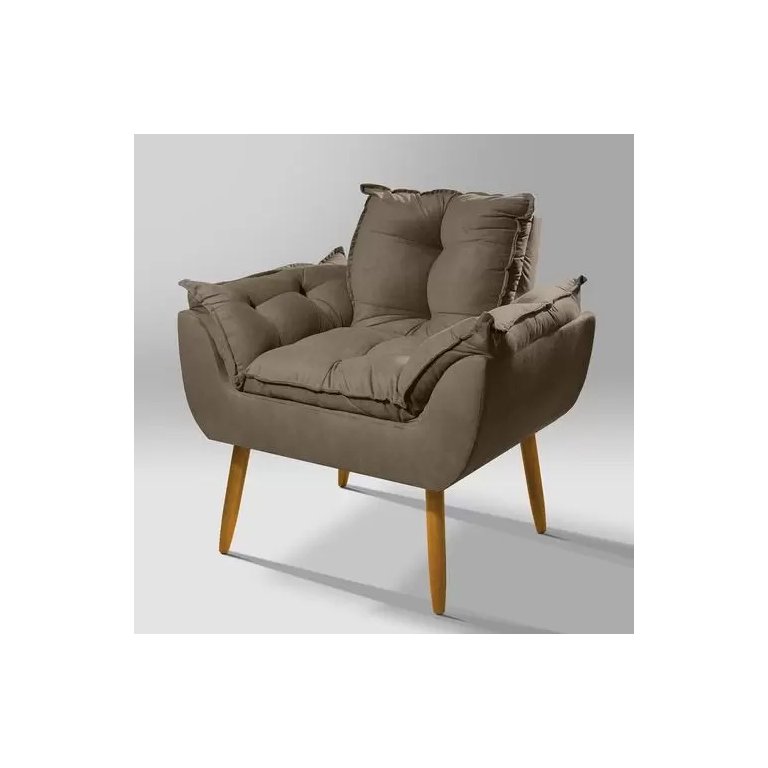 Poltrona Decorativa Sala Recepção Escritório Opala Suede Cappuccino