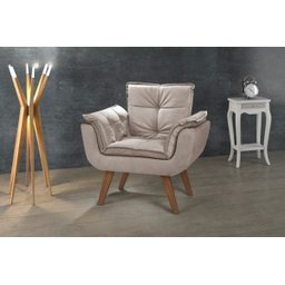 Poltrona Opala Tecido Liso Cor Capuccino - 2