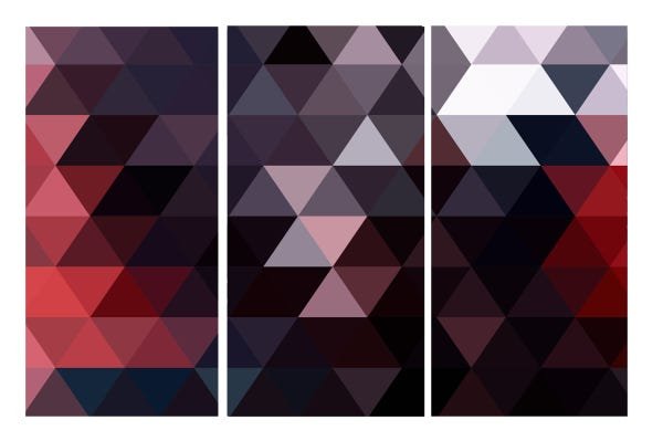 Quadro 70X150cm em Impressão Digital – trio – geometrico preto e rosa Atelier Valverde - 1