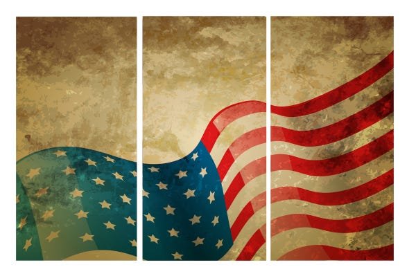 Quadro 70X150cm em Impressão Digital – trio – bandeira EUA Atelier Valverde - 1