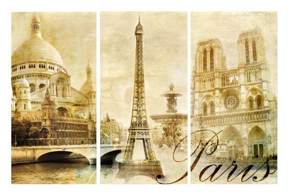 Quadro 70X150cm em Impressão Digital – trio – paris vintage Atelier Valverde - 1