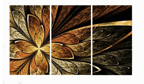 Quadro 70X150cm em Impressão Digital – trio – geometrico floral marrom Atelier Valverde - 1