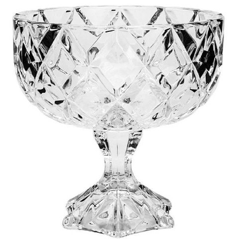Centro de Mesa Decorativo com Pe de Cristal Diamond 18cm Lyor 7501