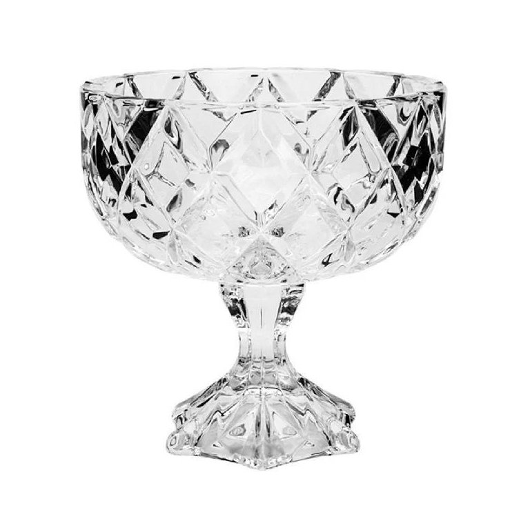 Centro de Mesa Decorativo com Pe de Cristal Diamond 18cm Lyor 7501