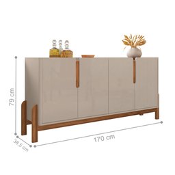 Bancada Aparador Ares Off White/Cedro com 4 Portas - 2