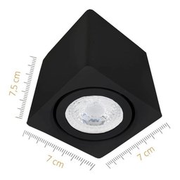 Kit 4 Spot Sobrepor Teto Beiral para Lampada Dicroica Preto Direcionável + 4 Lâmpadas Cor:preto - Br - 3