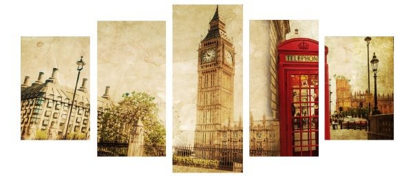 Quadro 70x150cm em Impressão Digital – Londres Vintage Atelier Valverde - 1