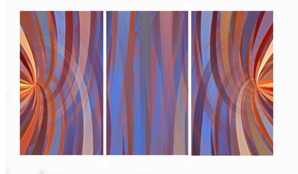 Quadro 70X150cm em Impressão Digital – trio – geometrico roxo Atelier Valverde - 1