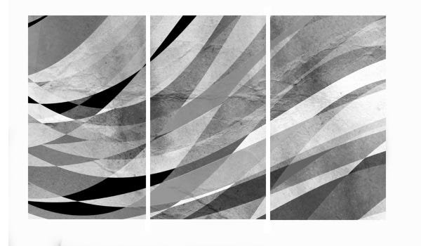 Quadro 70X150cm em Impressão Digital – trio – geometrico faixas cinza Atelier Valverde - 1
