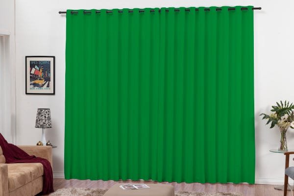 Cortina Dia a Dia 3,00x2,50 Com Ilhos Para Varão Verde - 1