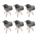 Ver imagem 1 de Kit 6 Poltronas Jantar Eames Eiffel Estofadas Cinza Base Cobre