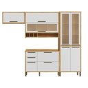 Ver imagem 2 de Cozinha Compacta Modulada 100% MDF 4 Peças 9 Portas 3 Gavetas e Vidro 274cm Vicenza Espresso Móveis Branco/Amêndoa