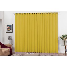 Cortina Dia a Dia 3,00x2,50 Com Ilhos Para Varão Amarelo - 1