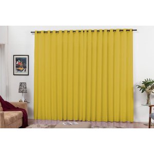 Cortina Dia a Dia 3,00x2,50 Com Ilhos Para Varão Amarelo