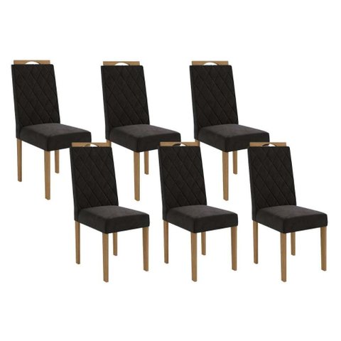 Cadeira de Cozinha 2cad152ea Kit 6 Un Eucalipto/suede Preto A038 - Kappesberg