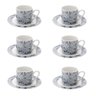 Cj 6 Xícaras P/Café Com Pires de Porcelana Blue Floral 90ml Lyor - 1