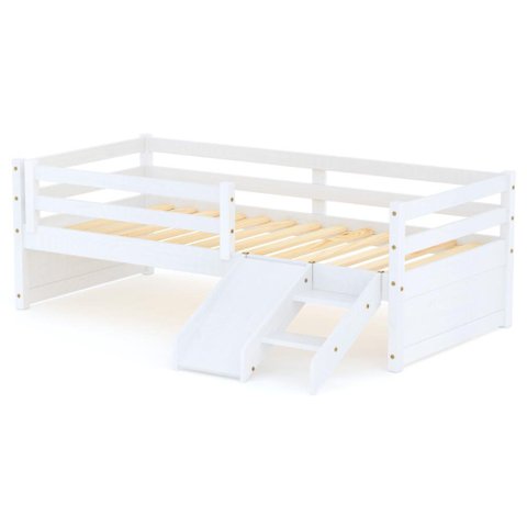 Cama Solteiro Infantil Dreams e Mini Escada/escorregador Branco Megamobilia