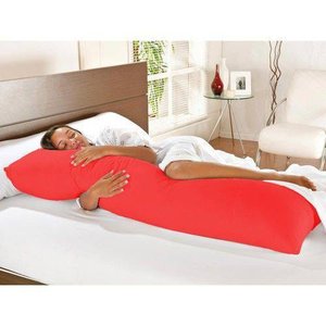 Travesseiro De Corpo Com Fronha Mega 100% Algodão Vermelho