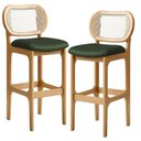 Ver imagem 1 de Kit 02 Banquetas Altas para Cozinha Bancada Sala Tela Betta Fixa L02 Couríssimo Verde Musgo - Lyam