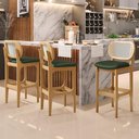 Ver imagem 7 de Kit 02 Banquetas Altas para Cozinha Bancada Sala Tela Betta Fixa L02 Couríssimo Verde Musgo - Lyam