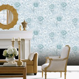 PAPEL DE PAREDE VINÍLICO IMPORTADO LAVAVEL FLORAL AZUL COM GLITTER PN2123 - 1