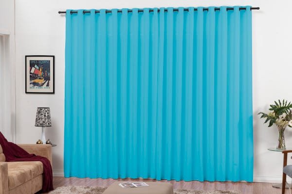 Cortina Dia a Dia 2,00x1,80 Com Ilhos Para Varão Azul Celeste - 1