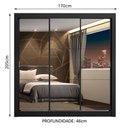 Ver imagem 3 de Guarda-Roupa Casal Madesa Lyon Plus 3 Portas de Correr de Espelho 4 Gavetas Preto Cor:Preto